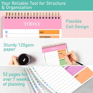 Detailed daily planner featuring double spiral binding and thick 120gsm premium paper