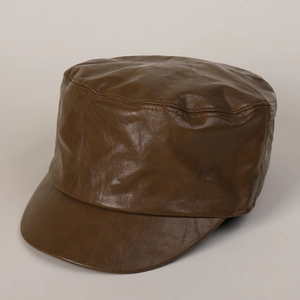 PU Leather Cadet Cap Flat Top Equestrian Hat Adjustable Newsboy Style Retro Winter Warm For Men Women Classic