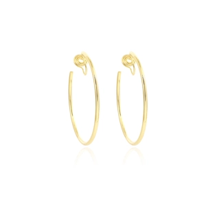 Minimalist vintage style large gold hoop clip-on earrings with screw-back design for women
