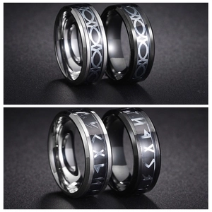 Vintage Titanium Steel Band Ring Nordic Runes Celtic Knot Pattern Punk Jewelry For Men Women Fashion Cool Accessory