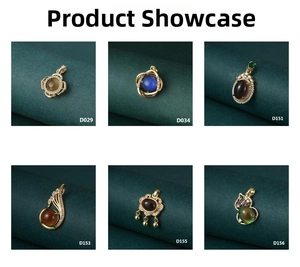 Collection of luxury temperature-sensing stone pendants in various vintage gold designs