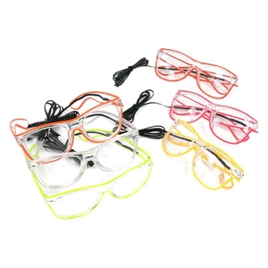 Set of 6 colorful LED glowing party glasses with clear lenses and battery packs