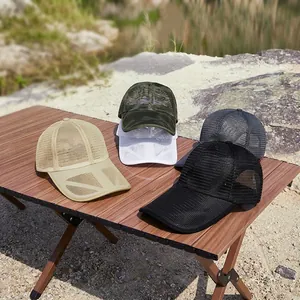 Mesh Baseball Cap Breathable Extended Brim Sun Protection Outdoor Sports Adjustable Trucker Hat For Men Women