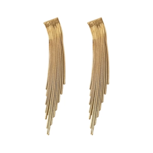 Elegant gold plated chain tassel drop earrings for women in a minimalist luxury style