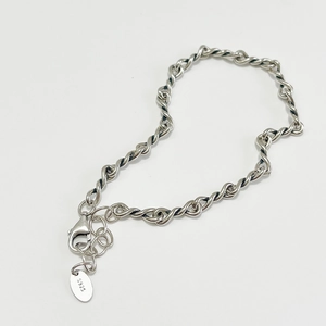 925 Sterling Silver Twisted Rope Chain Bracelet Vintage Minimalist Jewelry For Women With Extension Chain