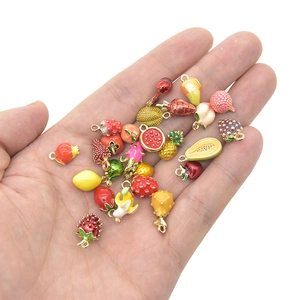 Assorted colorful fruit charms in alloy enamel for DIY jewelry making handheld shot