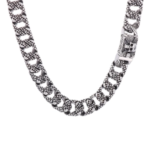Collier pour hommes avec pendentif crâne rétro et chaîne cubaine en argent