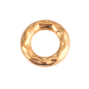 Close-up of golden wavy twisted metal ring charm for DIY jewelry making accessories