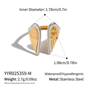 Detail showing dimensions and specifications for the gold-plated wing ring