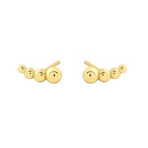 Minimalist S925 sterling silver ball stud earrings with gold gradient beads design