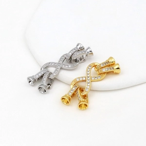 18K gold and silver plated infinity connectors with cubic zirconia for DIY jewelry making
