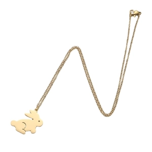 Cute gold stainless steel rabbit pendant necklace for women with minimalist rabbit charm design