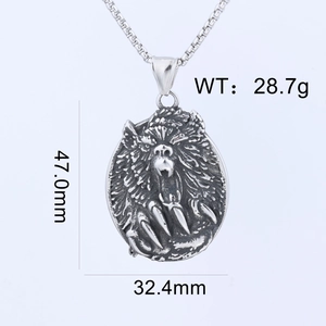 Detailed size chart of vintage punk bear claw pendant with dimensions and weight info