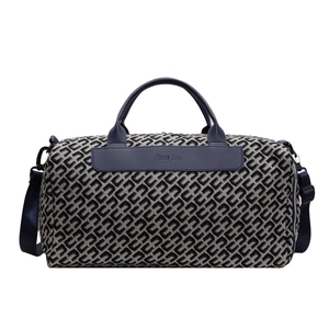 Borsa da viaggio blu navy e beige di grande capacità con scomparto per asciutto e umido