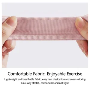 Pink athletic headband in breathable ribbed fabric showing high elastic stretch