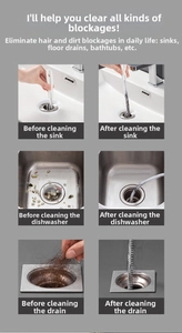 Flexible steel pipe cleaner brush for sink drains removing hair and clogs efficiently