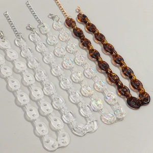 Acrylic leopard print and colorful resin chain necklaces with coffee bean links