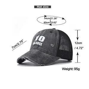Größentabelle für Baseballkappen mit Maßen für Umfang 54-60 cm und die Schirmlänge