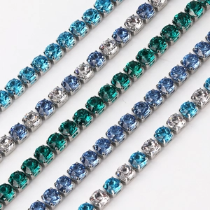Multi-colored 6mm round zircon tennis bracelets in a row with silver-plated prong setting