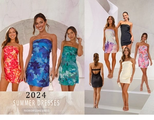 Collage de mini-robes d'été bustier avec imprimés floraux et texture satinée