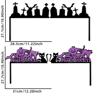 Décor de cadre de porte d'Halloween en L avec chauves-souris noires et paillettes mauves