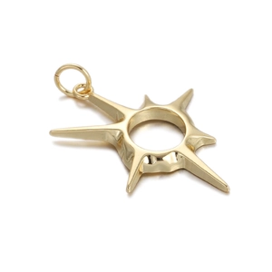 18K gold plated octagonal star sun pendant with aurora wave design for DIY jewelry