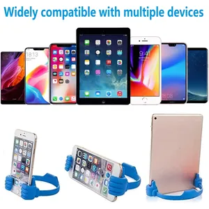 Universal thumb shaped flexible phone and tablet stand holder in blue color