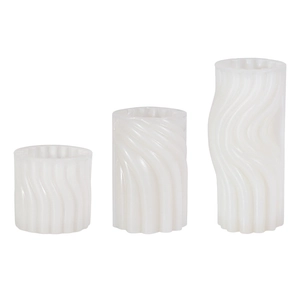 Three-piece set of wave cylinder silicone molds for DIY candles and gypsum ornaments
