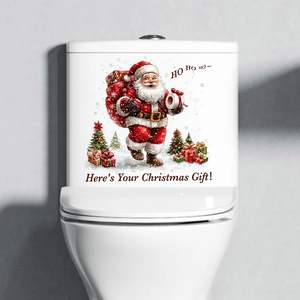 Christmas Santa Claus Toilet Sticker PVC Self Adhesive Waterproof Festive Bathroom Decor Removable Wall Decal