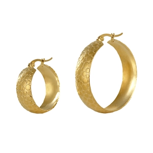 Exaggerated 18K gold plated stainless steel textured hoop earrings for women