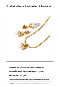 Détails de l'ensemble de bijoux en acier inoxydable doré 18 carats et perles baroques