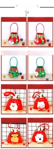 Detailansicht von Weihnachtsgeschenktüten aus Vlies mit 3D-Weihnachtsmann-Motiven