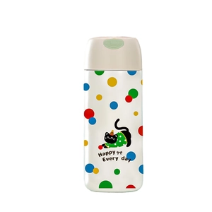 Mini gourde en acier 316 avec motif chat noir et couvercle intelligent pratique