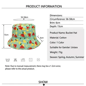 Bob réversible en coton avec imprimé pastèque et citron pour protection solaire