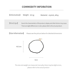 Size information and material chart for the crystal beaded necklace with 46.5cm length