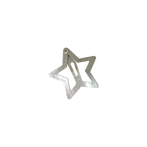 Y2K silver star hair clips with glitter finish and metallic BB clip for girls