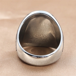 Polished silver skull punk ring for men made of durable stainless steel in retro style