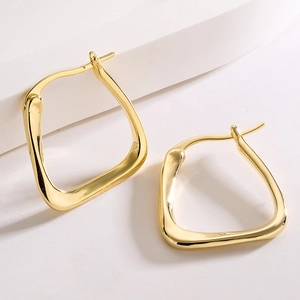 Geometric Earrings Irregular Trapezoid Copper Gold Plated Fashion Jewelry For Women With Copper Earring Post