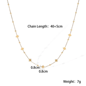 Detail shot of 18K gold plated stainless steel necklace with star pendants and beads