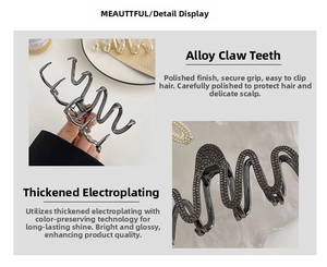 Detail of alloy hair claw clip featuring thick electroplating and sturdy metal teeth