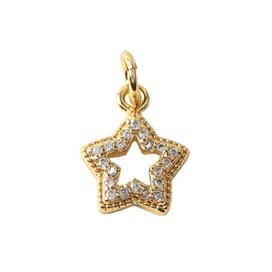 Gold-plated star pendant with micro-p鑲嵌ed zircons for DIY jewelry necklaces