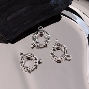 Polished silver horseshoe round buckles with LOVE IS REASON FOR EVERYTHING engraving