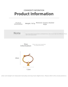 Detail view of woven bracelet with lotus flower charms showing weight and dimensions