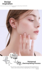 Detail of star-shaped 925 sterling silver studs with shimmering moissanite stones