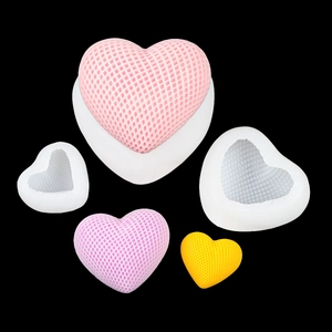 3Pcs heart grid silicone mold set for candles and soap making in different sizes