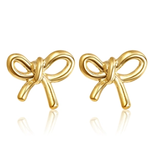 Boucles d'oreilles nœud en métal doré poli au style minimaliste avec reflet élégant