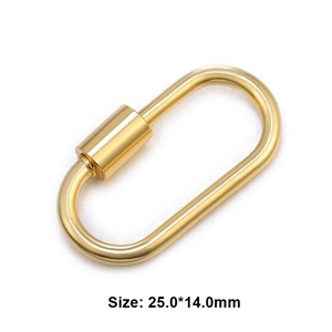 Macro shot of 25mm golden metal oval screw clasp for necklaces and bracelets