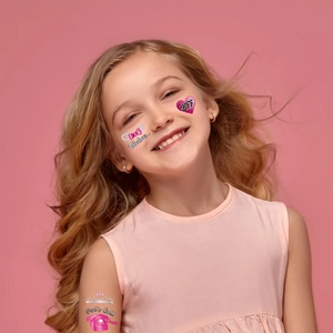 Pink vintage waterproof temporary tattoo stickers set for girls party makeup on kids