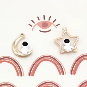 Astronaute Spatronaute Lune Étoile Alliage Émail Breloques DIY Fabrication De Bijoux Accessoires Pour Colliers Bracelets