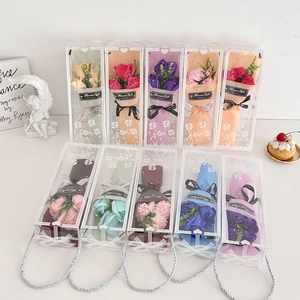 Mini soap flower bouquet gift boxes in colorful variants with heart hollow packaging